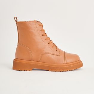 Coturno Casual em Couro - CAMEL
