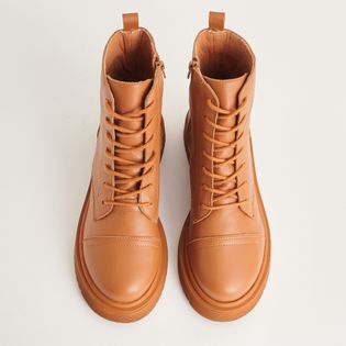 Coturno Casual em Couro - CAMEL