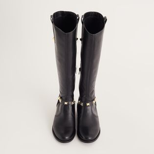 Bota Montaria Cano Longo em Couro com Spikes - PRETA