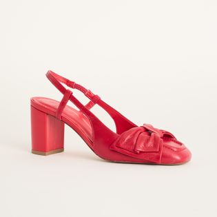 Scarpin de couro com laço - VERMELHO