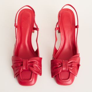 Scarpin de couro com laço - VERMELHO