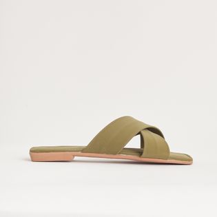 Rasteira Clássica Jéssika em Nobuck - VERDE OLIVE