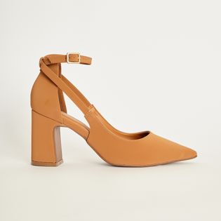 Scarpin de Bico Fino com Salto Bloco - CAMEL
