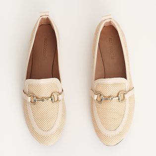 Mocassim de Rafia com Bridão Metalizado - NATURAL/MILK