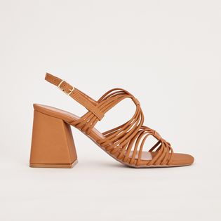 Sandália com Tiras em X - CAMEL