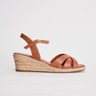Anabela em Couro a Fio - CAMEL