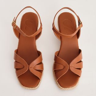 Anabela em Couro a Fio - CAMEL