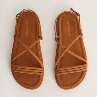 Papete Tiras Meia Cana em Nobuck - CAMEL