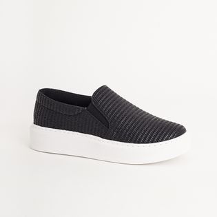 Tênis Slip On Textura Ráfia - PRETA