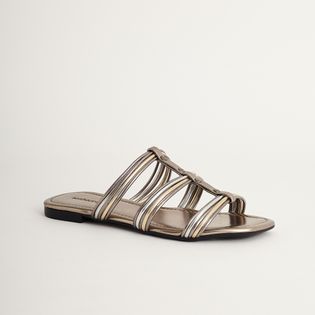 Rasteira Calce Fácil com Tiras - PEWTER/PRATEADO/CHAMPAGNE