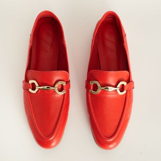 Mocassim Clássico em couro 2 em 1 - VERMELHO