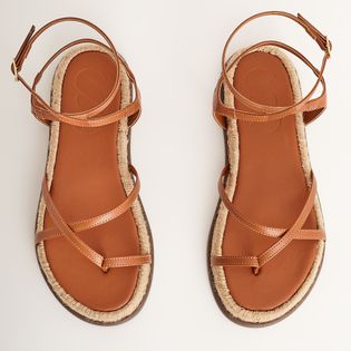 Rasteira detalhe de trança na lateral - CAMEL
