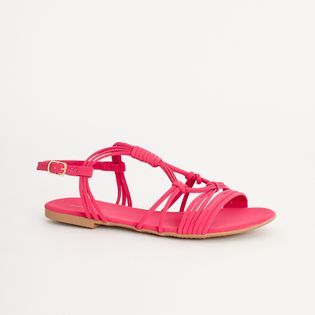 Rasteira Tiras Nobuck - HOT PINK