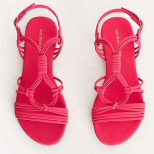 Rasteira Tiras Nobuck - HOT PINK