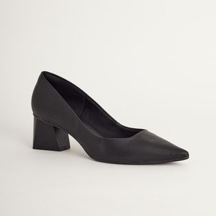 Scarpin bico fino e salto bloco - PRETA