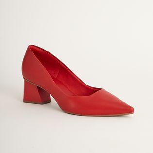 Scarpin bico fino e salto bloco - VERMELHO