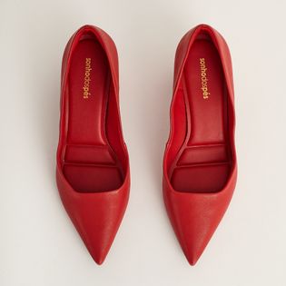 Scarpin bico fino e salto bloco - VERMELHO