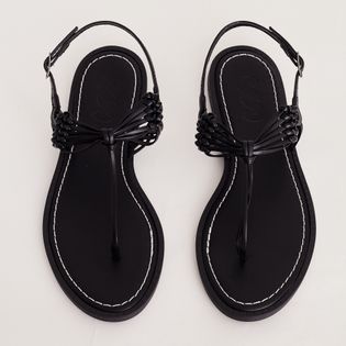 Rasteira Dedinho Macramê Metalizada - PRETA