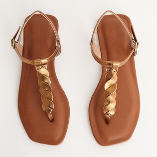 Rasteira com Tiras Cruzadas Metalizada - BRONZE