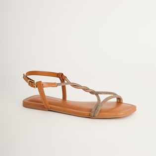Rasteira Manta de Strass - CAMEL
