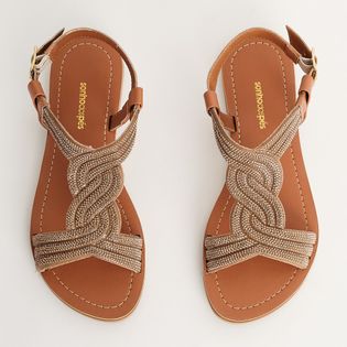 Rasteira em Strass - CAMEL/DOURADO