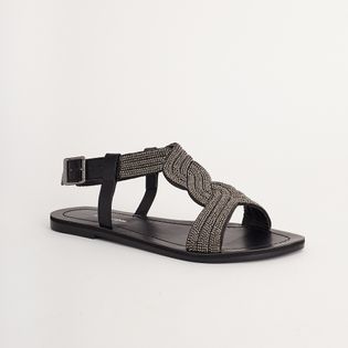Rasteira em Strass - PRETO/ONIX