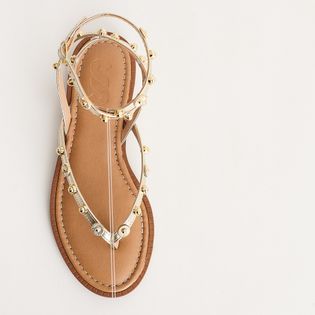 Rasteira metalizada tachas - CHAMPAGNE