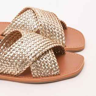 Rasteira Artesanal Tranças Metalizada - CHAMPAGNE