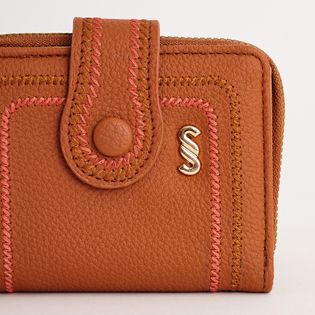 Carteira Compacta com Detalhes Trançados - CAMEL