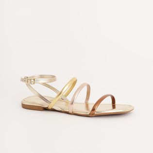 Rasteira Tiras Meia Cana Metalizada - BRONZE/ROSE/DOURADO/CHAMP
