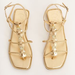 Rasteira Gladiadora de Tranças Metalizada - DOURADO