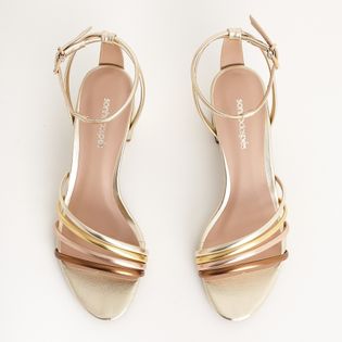 Sandália Salto Bloco Metalizada - BRONZE/COBRE/DOURADO/CHAM