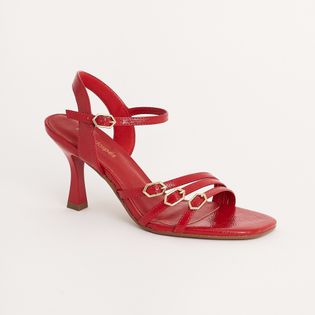 Sandália Alta Tiras com Fivela - VERMELHO