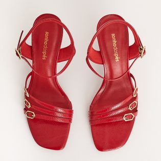 Sandália Alta Tiras com Fivela - VERMELHO