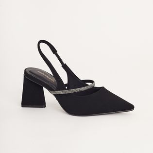 Scarpin Slingback em Nobuck - PRETO/ONIX