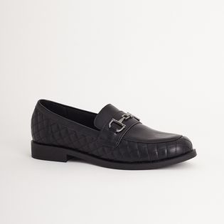 Mocassim com bridão e matelassê - PRETA
