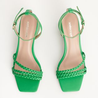 Sandália Bico Quadrado Trancinhas - VERDE BROTO