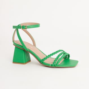 Sandália Bico Quadrado Trancinhas - VERDE BROTO