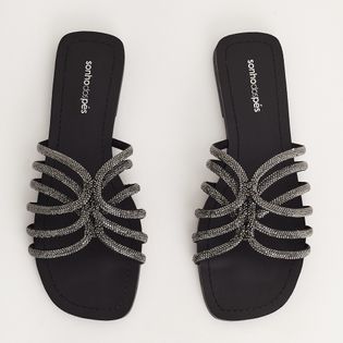 Rasteira em Strass - PEWTER