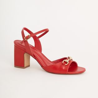 Sandália Alta com Bridão Metalizado - VERMELHO