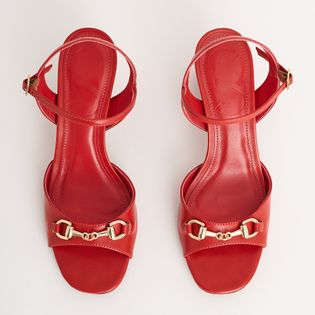 Sandália Alta com Bridão Metalizado - VERMELHO