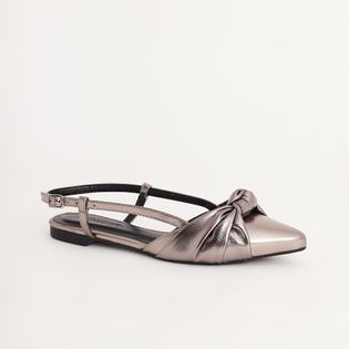 Sapatilha Slingback Nó Metalizada - PEWTER