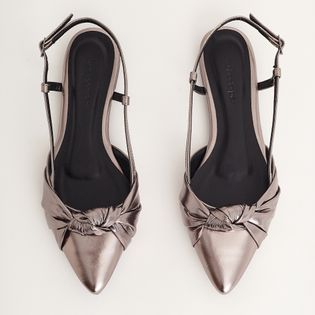 Sapatilha Slingback Nó Metalizada - PEWTER