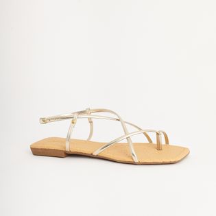 Rasteira Metalizada Tiras Trend - CHAMPAGNE