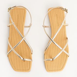 Rasteira Metalizada Tiras Trend - CHAMPAGNE