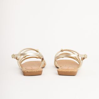 Rasteira Metalizada Tiras com Spikes - CHAMPAGNE