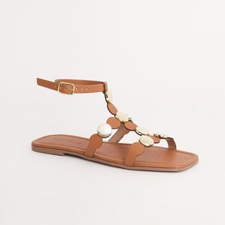 Rasteira Gladiadora Metalizada Medalhas - CAMEL