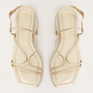 Rasteira Metalizada Trancinhas com Ajuste - CHAMPAGNE