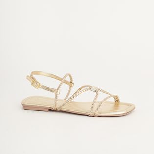 Rasteira Metalizada Trancinhas com Ajuste - CHAMPAGNE