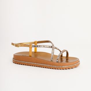 Papete Tira Cruzada Strass - BRONZE/DOURADO